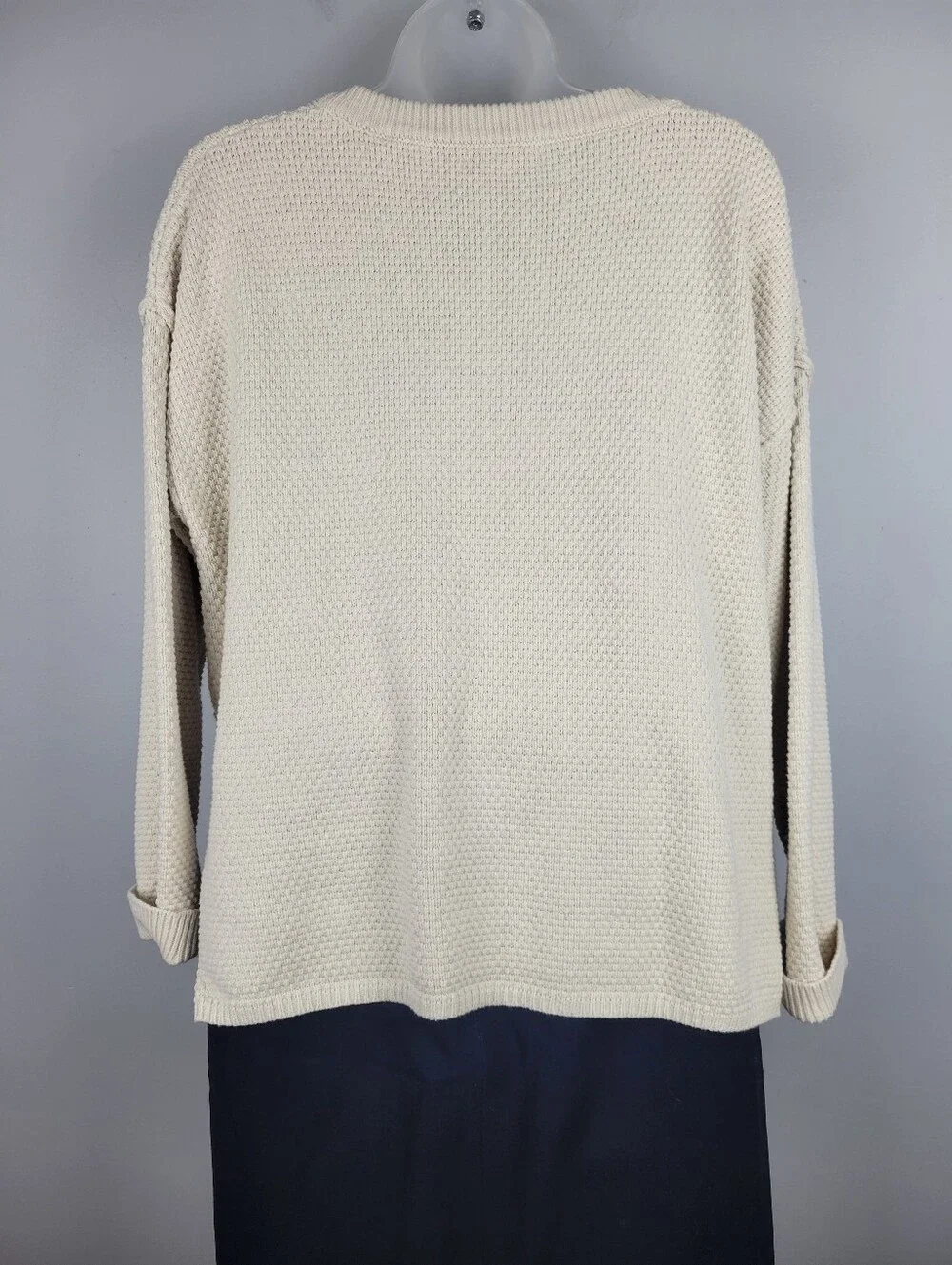 Sincerely Jules Size S Cream Waffle Knit Henley Sweater